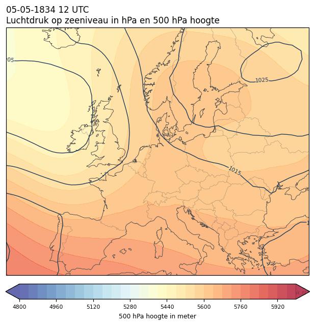 Weerkaart van 5 mei 1834 om 12 UTC