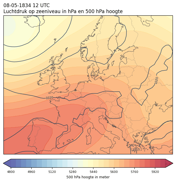 Weerkaart van 8 mei 1834 om 12 UTC