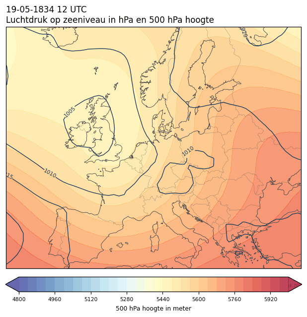Weerkaart van 19 mei 1834 om 12 UTC
