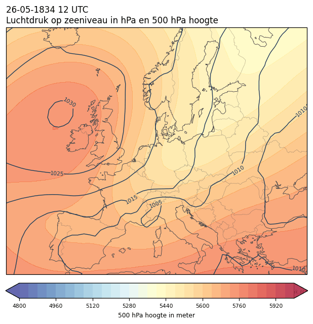 Weerkaart van 26 mei 1834 om 12 UTC
