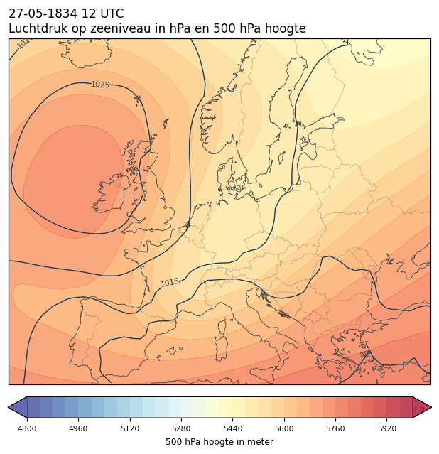 Weerkaart van 27 mei 1834 om 12 UTC