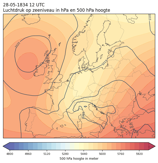 Weerkaart van 28 mei 1834 om 12 UTC