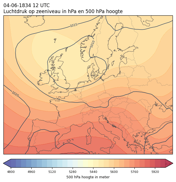 Weerkaart van 4 juni 1834 om 12 UTC