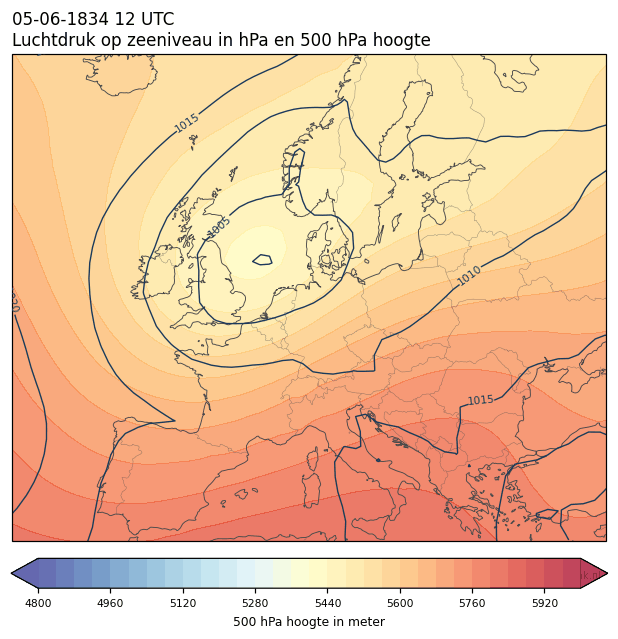 Weerkaart van 5 juni 1834 om 12 UTC