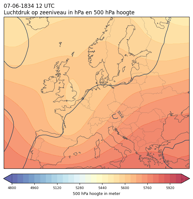 Weerkaart van 7 juni 1834 om 12 UTC