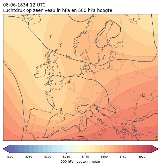 Weerkaart van 8 juni 1834 om 12 UTC