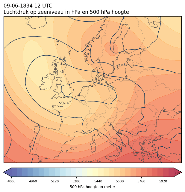 Weerkaart van 9 juni 1834 om 12 UTC