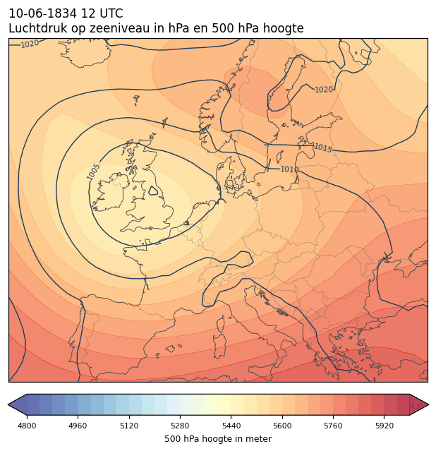 Weerkaart van 10 juni 1834 om 12 UTC