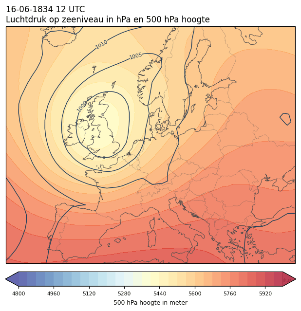Weerkaart van 16 juni 1834 om 12 UTC