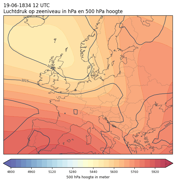 Weerkaart van 19 juni 1834 om 12 UTC
