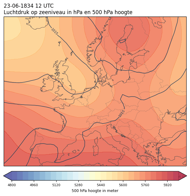 Weerkaart van 23 juni 1834 om 12 UTC