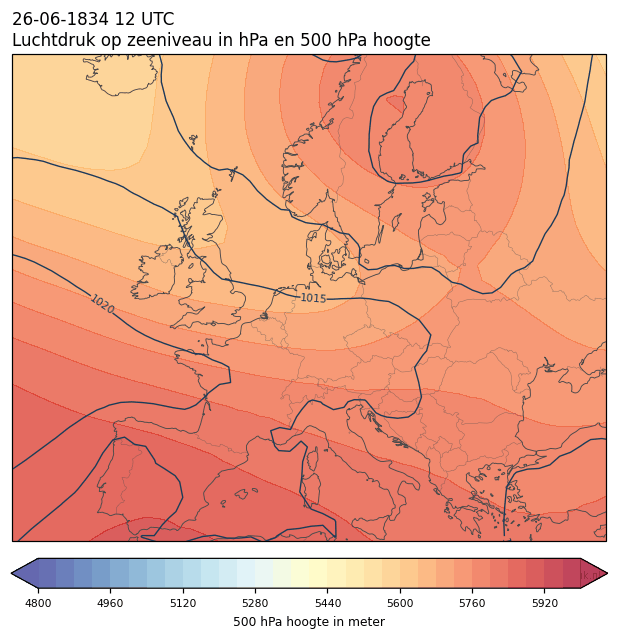 Weerkaart van 26 juni 1834 om 12 UTC