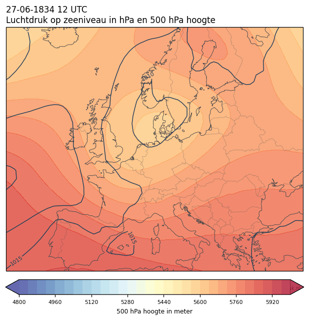 Weerkaart van 27 juni 1834 om 12 UTC