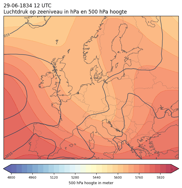 Weerkaart van 29 juni 1834 om 12 UTC