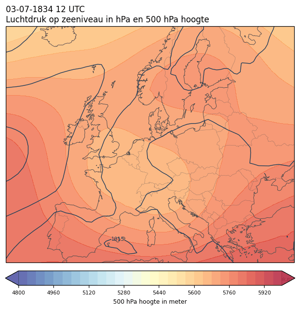 Weerkaart van 3 juli 1834 om 12 UTC