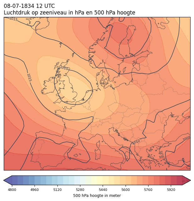 Weerkaart van 8 juli 1834 om 12 UTC