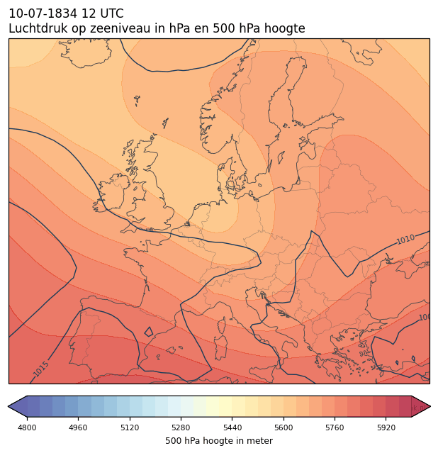 Weerkaart van 10 juli 1834 om 12 UTC