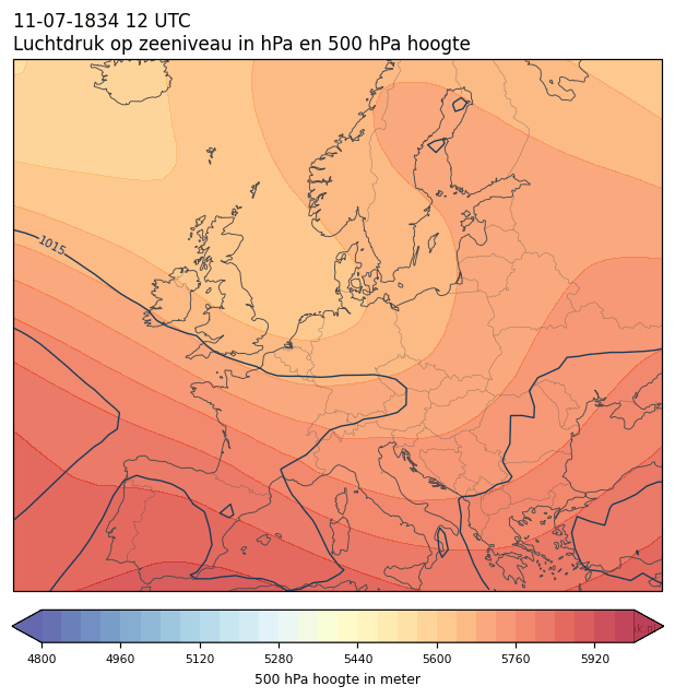 Weerkaart van 11 juli 1834 om 12 UTC