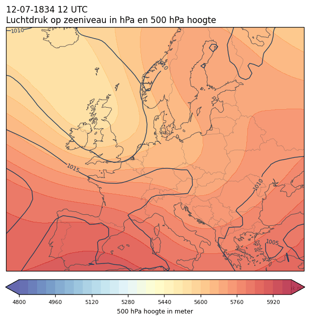 Weerkaart van 12 juli 1834 om 12 UTC