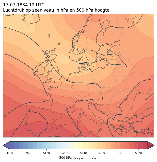 Weerkaart van 17 juli 1834 om 12 UTC