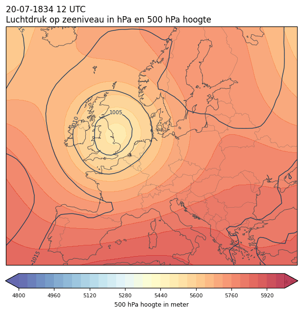 Weerkaart van 20 juli 1834 om 12 UTC
