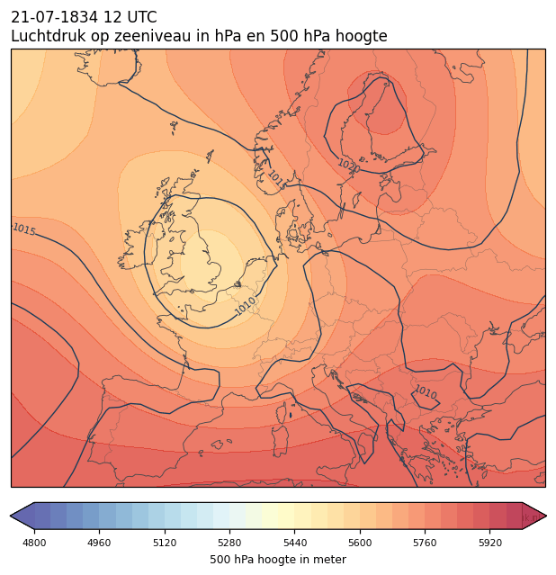 Weerkaart van 21 juli 1834 om 12 UTC