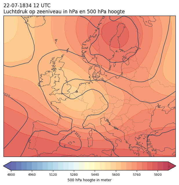 Weerkaart van 22 juli 1834 om 12 UTC