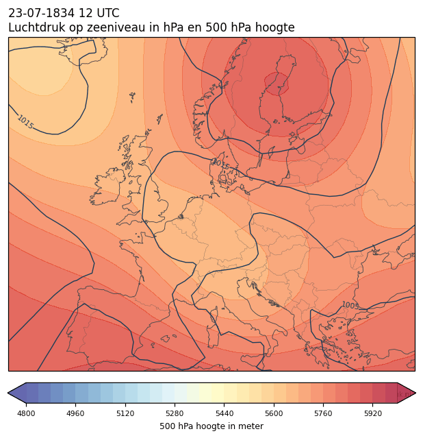 Weerkaart van 23 juli 1834 om 12 UTC
