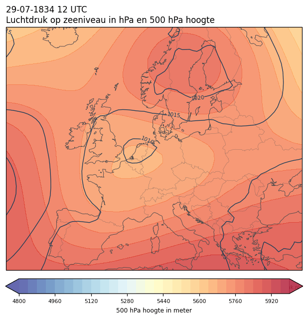 Weerkaart van 29 juli 1834 om 12 UTC