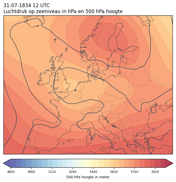 Weerkaart van 31 juli 1834 om 12 UTC