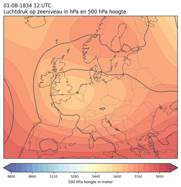 Weerkaart van 1 augustus 1834 om 12 UTC