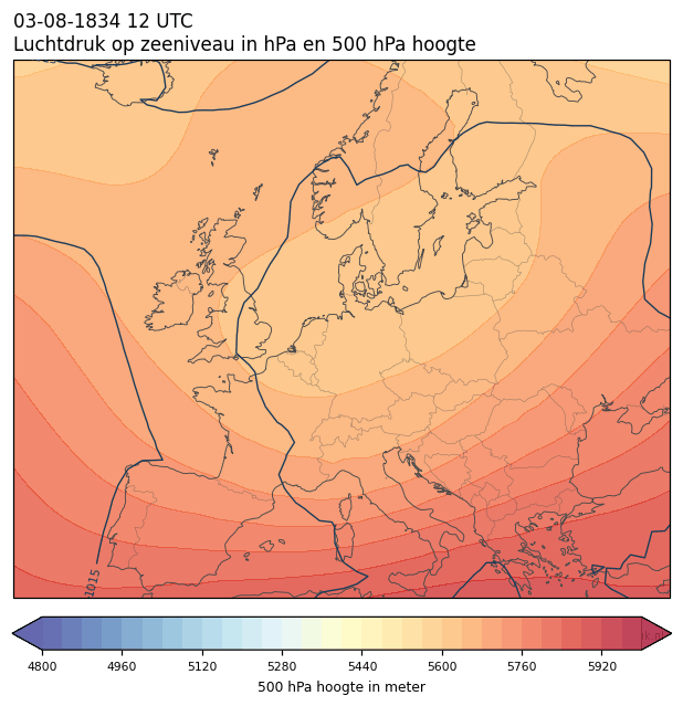 Weerkaart van 3 augustus 1834 om 12 UTC