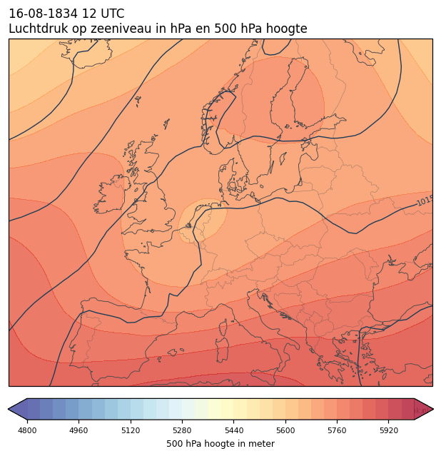 Weerkaart van 16 augustus 1834 om 12 UTC