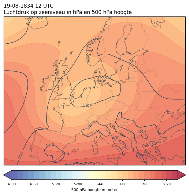 Weerkaart van 19 augustus 1834 om 12 UTC