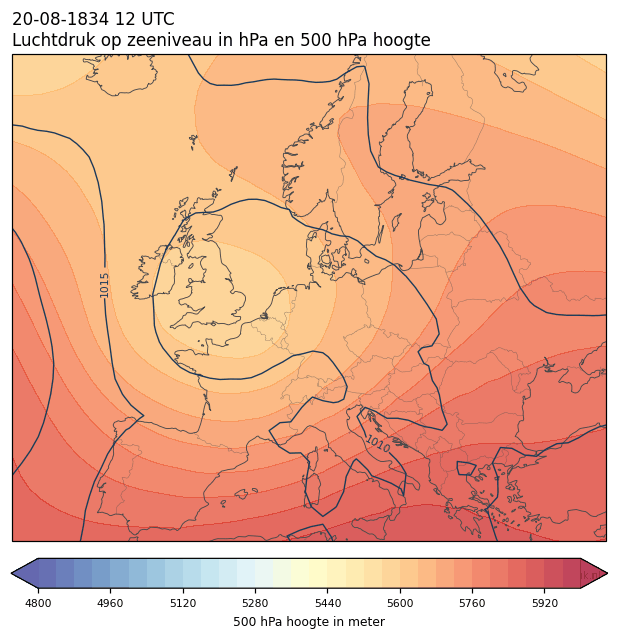 Weerkaart van 20 augustus 1834 om 12 UTC