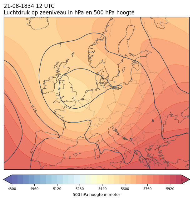 Weerkaart van 21 augustus 1834 om 12 UTC