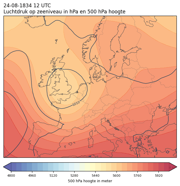 Weerkaart van 24 augustus 1834 om 12 UTC