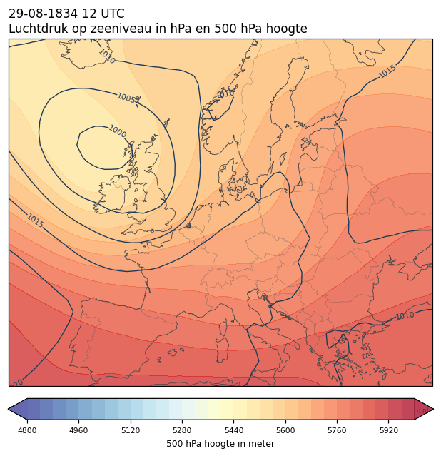 Weerkaart van 29 augustus 1834 om 12 UTC