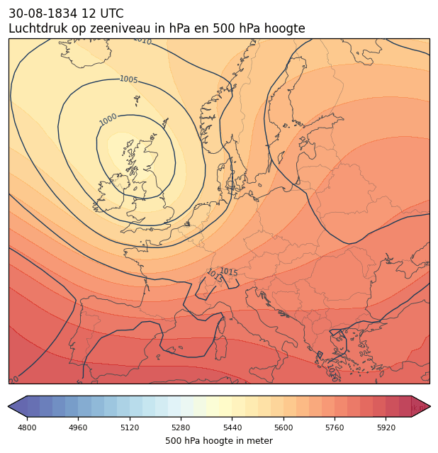 Weerkaart van 30 augustus 1834 om 12 UTC