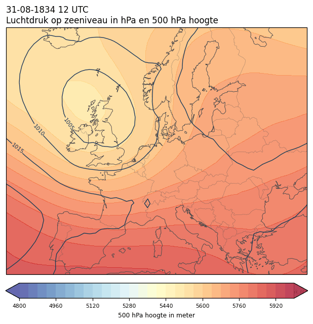 Weerkaart van 31 augustus 1834 om 12 UTC