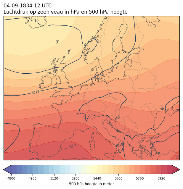 Weerkaart van 4 september 1834 om 12 UTC