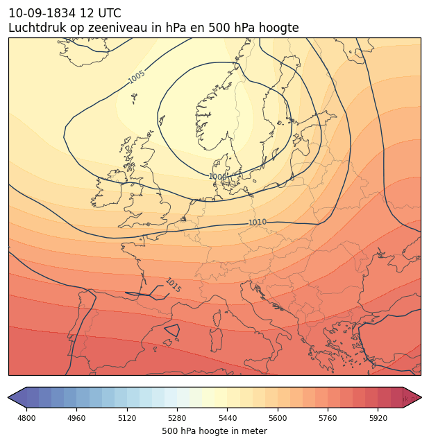 Weerkaart van 10 september 1834 om 12 UTC