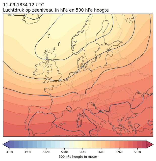 Weerkaart van 11 september 1834 om 12 UTC