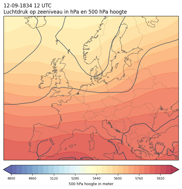 Weerkaart van 12 september 1834 om 12 UTC
