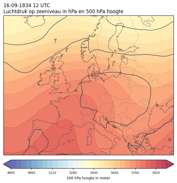 Weerkaart van 16 september 1834 om 12 UTC