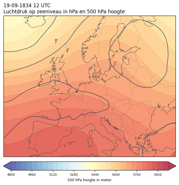 Weerkaart van 19 september 1834 om 12 UTC
