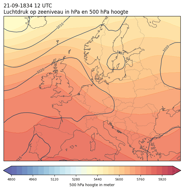 Weerkaart van 21 september 1834 om 12 UTC