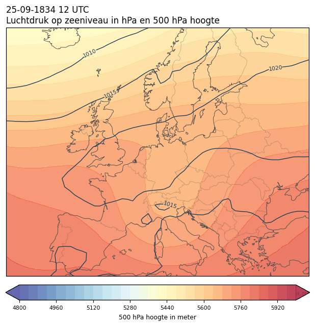 Weerkaart van 25 september 1834 om 12 UTC