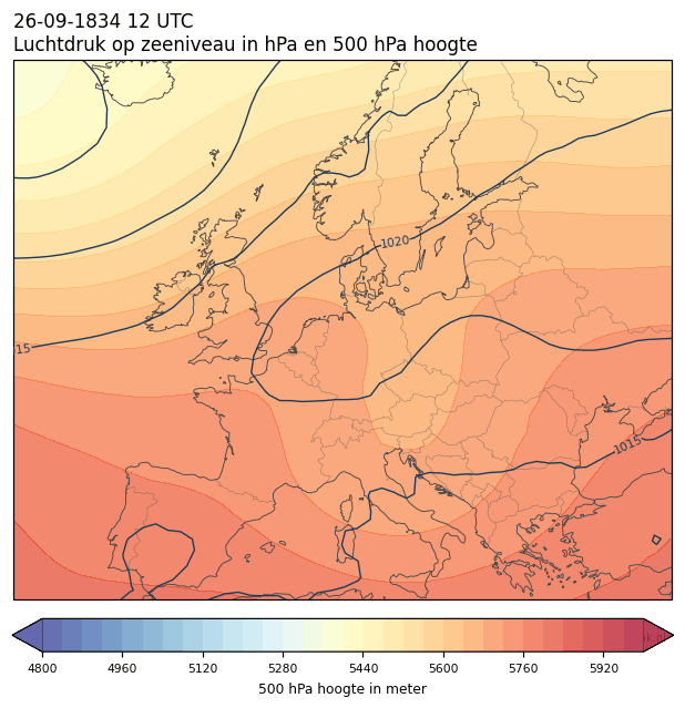Weerkaart van 26 september 1834 om 12 UTC