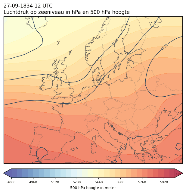 Weerkaart van 27 september 1834 om 12 UTC